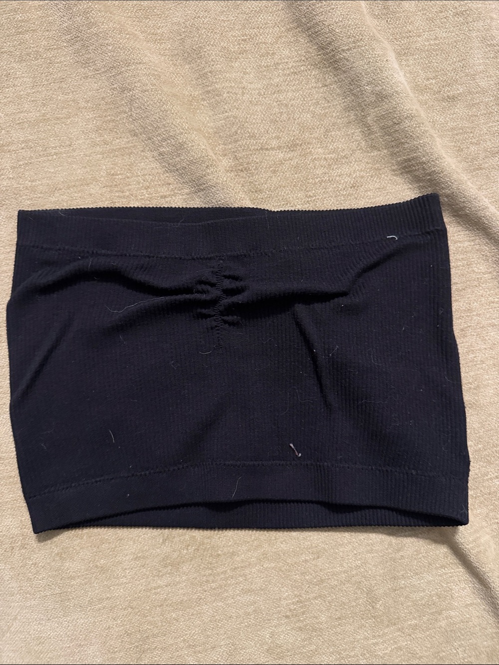 American Eagle Outfitters Black Seamless Ruched Crop Tube Top